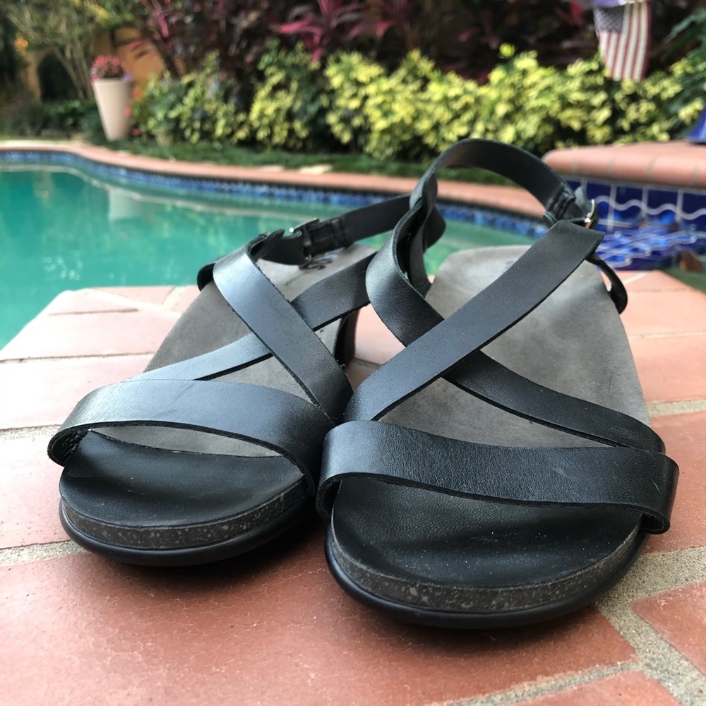 Black Leather SAS Sandals 8.5WW